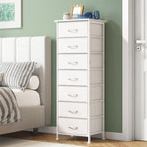 Fixwal tall narrow white dresser top view showing compact storage for small spaces.