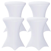 Fixwal white round cocktail tablecloth 4-pack on high-top tables for a polished event look.