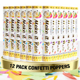 Fizzboom 12-inch confetti poppers pack releasing color burst for photos