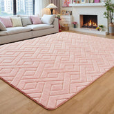 Flagover 5x7 pink washable area rug with geometric shag for cozy rooms