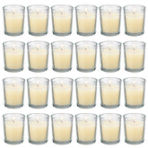 FlameCan 24-pack clear glass votive candles for elegant table dΓ©cor and ambient lighting