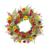 FLOAWYW Daisy Wreath for front door in 22in, welcoming seasonal color.