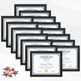 Flocey 8.5x11 frame front view with clear plexiglass for crisp certificates