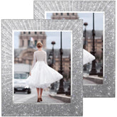 Flocey sparkly glitter 8x10 frame catches light to highlight photos