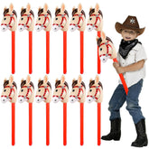FLOMOβYDQ 37-inch inflatable stick horse ready for lively Western party games.