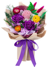 Flomoon Forever Flowers purple paper bouquet—long-lasting preserved roses for elegant gifting.