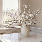 Florisso 34 inch artificial cherry blossom branch with white blooms for elegant decor