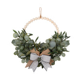 FLOROAD 24-inch beaded eucalyptus wreath for front door, adds welcoming spring vibes