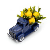 FLOROAD navy blue metal truck with artificial lemons centerpiece for spring tables