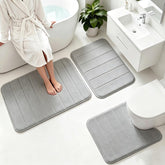 Flotstiga memory foam bath mat set front view with plush texture for cloud-like comfort.