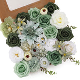 Floweroyal artificial green flower mix with stems for durable decor