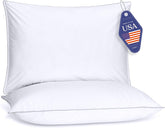 FluffCo Basics pillow shell close-up shows cooling cotton fabric for breathable sleep.