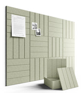 Fluxynara bulletin tiles arranged on wall in a 48x36 layout