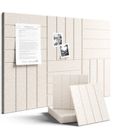 Fluxynara felt bulletin tiles enable flexible six-tile layouts for notes and schedules.