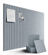 Fluxynara felt tiles arranged in a modular layout for flexible wall organization of notes.
