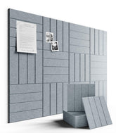 Fluxynara large felt bulletin board tiles assembled into a modular wall display.