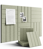 Fluxynara sage-green bulletin tiles six-pack on wall for organized schedules.