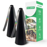 Fly Away 2-pack outdoor fly repellent fan on a table for pest-free dining.