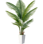 Flydeer 7ft artificial palm tree front view for living room decor and tropical ambiance.