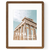 FLYJOE 11x14 walnut frame highlights natural oak grain for elegant living room display.