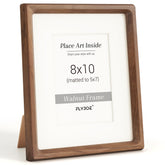 Flyjoe 8x10 walnut frame front view highlights natural walnut grain for wall or tabletop display.