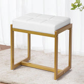 FLYZC vanity stool with gold legs for stylish makeup setup