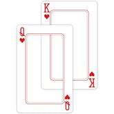 Foilswirl giant playing card frame Q heart for Las Vegas photo booth moments.