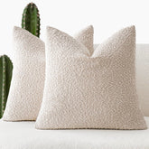 Foindtower Bouclé pillow cover in ivory-beige with 22x22 inch size, refined texture for living room decor