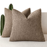 Foindtower boucle pillow cover texture closeup shows durable, cozy sofa-ready fabric.