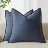 Foindtower flange-edges navy pillow cover adds chic style to sofas