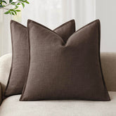 Foindtower flange-linen pillow-cover 22x22 on sofa adds boho charm.