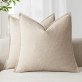 Foindtower flange pillow cover 22x22 in natural beige for sofa styling