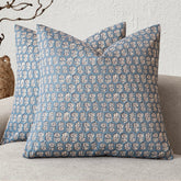 Foindtower dusty blue floral pillow cover on a sofa with soft, fade-resistant print