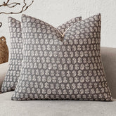 Foindtower floral pillow cover front view in neutral tones enhances living room decor.
