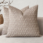 Foindtower floral pillow cover in tan taupe adds timeless sofa decor
