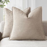 Foindtower linen pillow cover front view adds clean, versatile sofa accent.