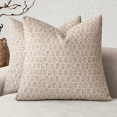 Foindtower neutral floral print pillow cover in ivory beige for sofa styling.