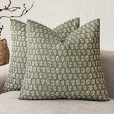 Foindtower sage green vintage floral pillow cover close-up, cozy texture.