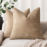 Foindtower textured chenille pillow cover 20x20 in taupe for cozy farmhouse decor.