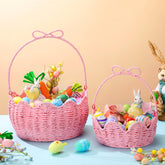 FoldTier pink Easter basket large open for display and gifting.