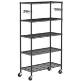 Folews 5-tier shelves with wheels enable easy rolling storage.