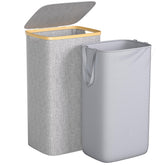 Foluck large laundry hamper with lid keeps dust out and odors contained.