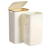 Foluck beige laundry hamper with lid showing dust-free storage capability