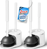 FORASTO 2in1 toilet brush and plunger set on stable bracket for space-saving bathroom organization.