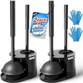 FORASTO 2Pack 2-in-1 toilet brush and plunger set for convenient bathroom cleaning.