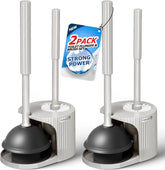 FORASTO 2Pack 2in1 toilet plunger and brush set in cream grey for compact bathroom cleaning.