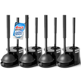 FORASTO 4Pack Toilet Brush Plunger Set with compact storage bracket for organized bathroom routine