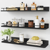 Forbena 24-inch wall shelves provide slim bedroom storage with a stylish, space-saving profile.