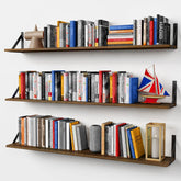 Forbena 48-inch floating shelves installed on the wall create a spacious display for books and decor.