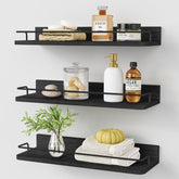 Forbena black floating shelves wall set of three adds discreet storage and rustic charm